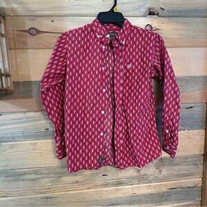Ariat Kids Red Patterned Button Down Shirt